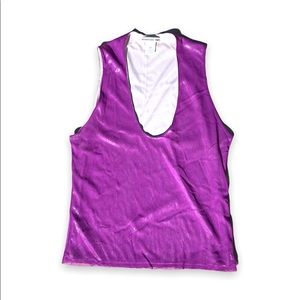 VINTAGE VIVIENNE TAM PURPLE SHIMMER MESH TOP